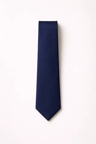 Cotton Plain Tie - Navy