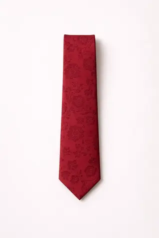 Cotton Floral Tie - Red