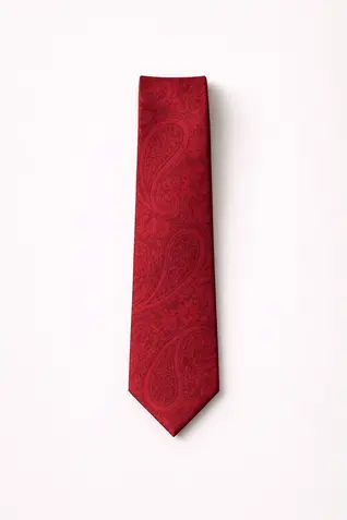 Cotton Paisley Tie - Red