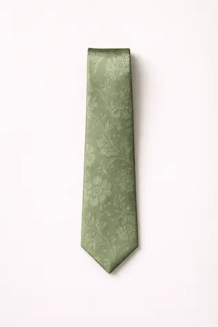 Silk Floral Tie - Green