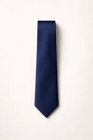 Silk Plain Tie - Navy