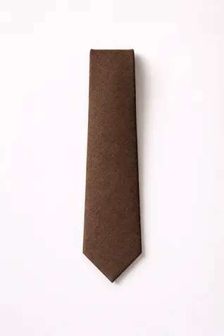 Wool Plain Tie - Brown
